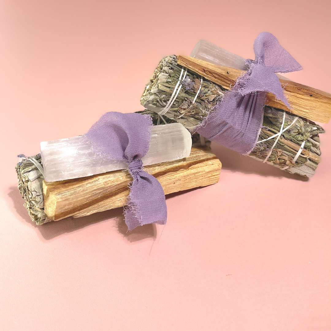 Lavender + White Sage Protection Bundle with Selenite + Palo