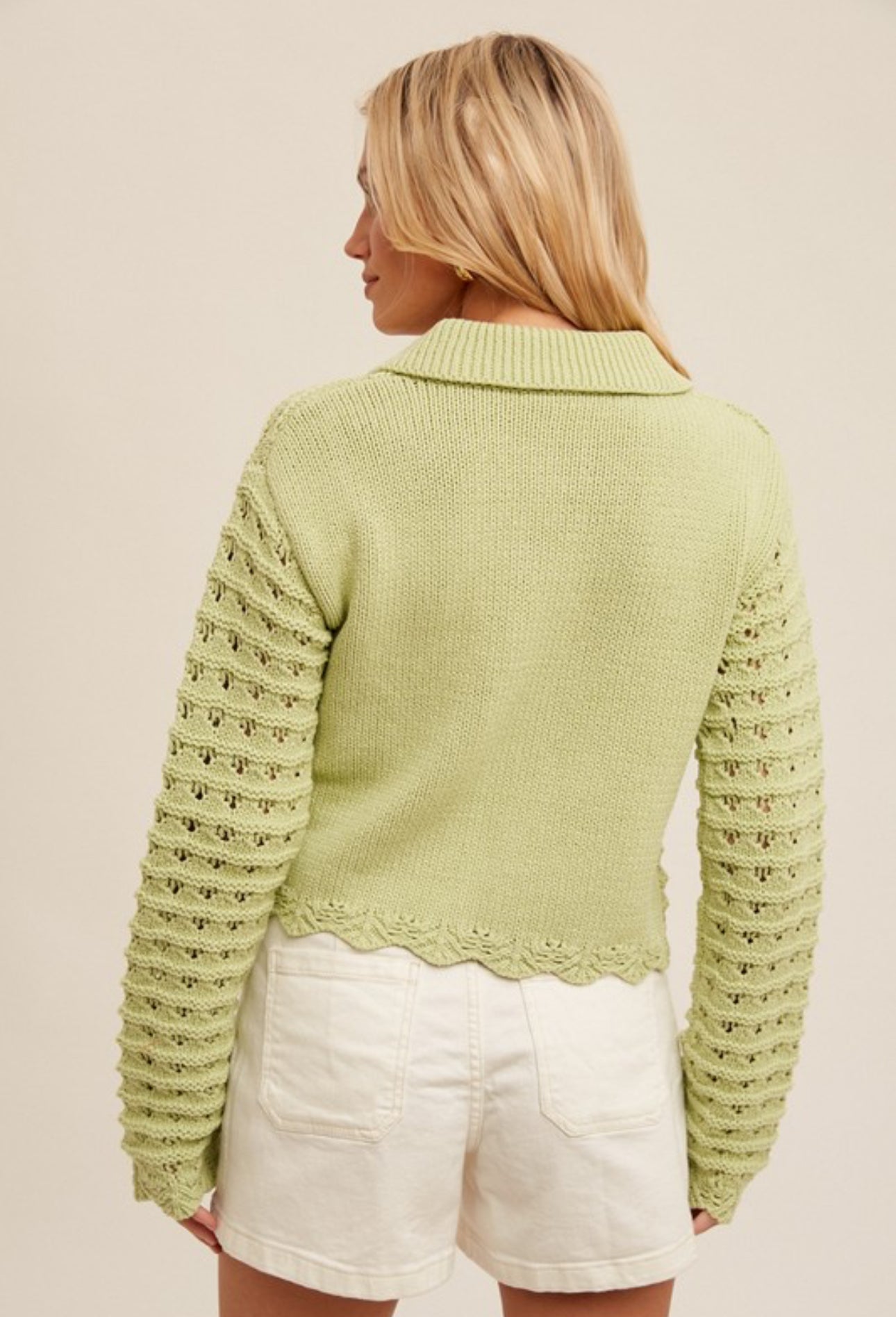 Button-down scalloped knitted cardigan