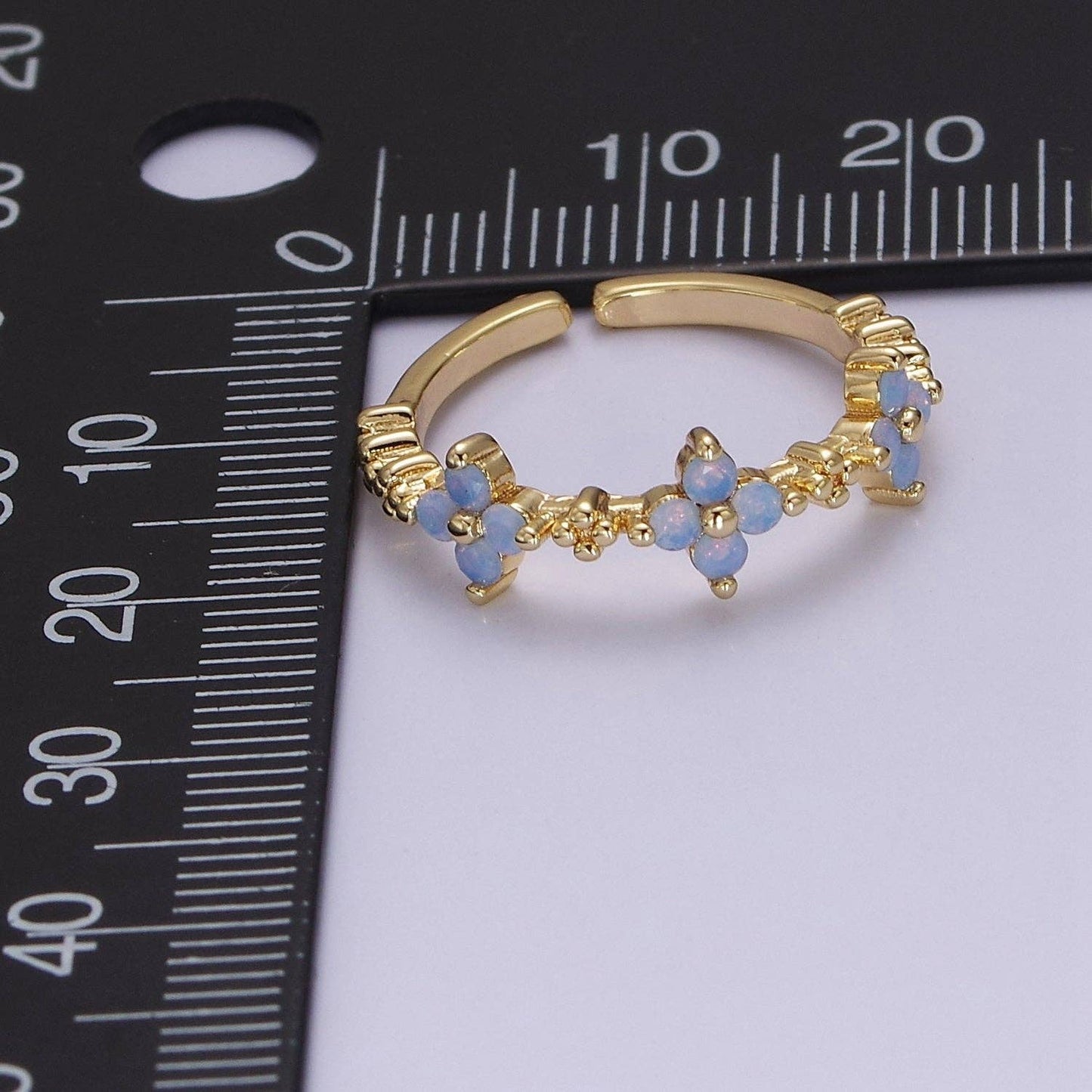 Blue Opal Flower Ring