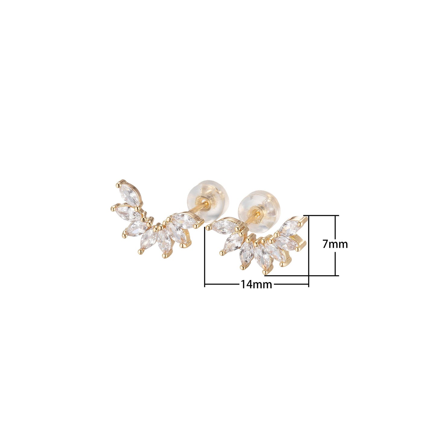 Dainty Marquise Stones Climber Stud Earrings