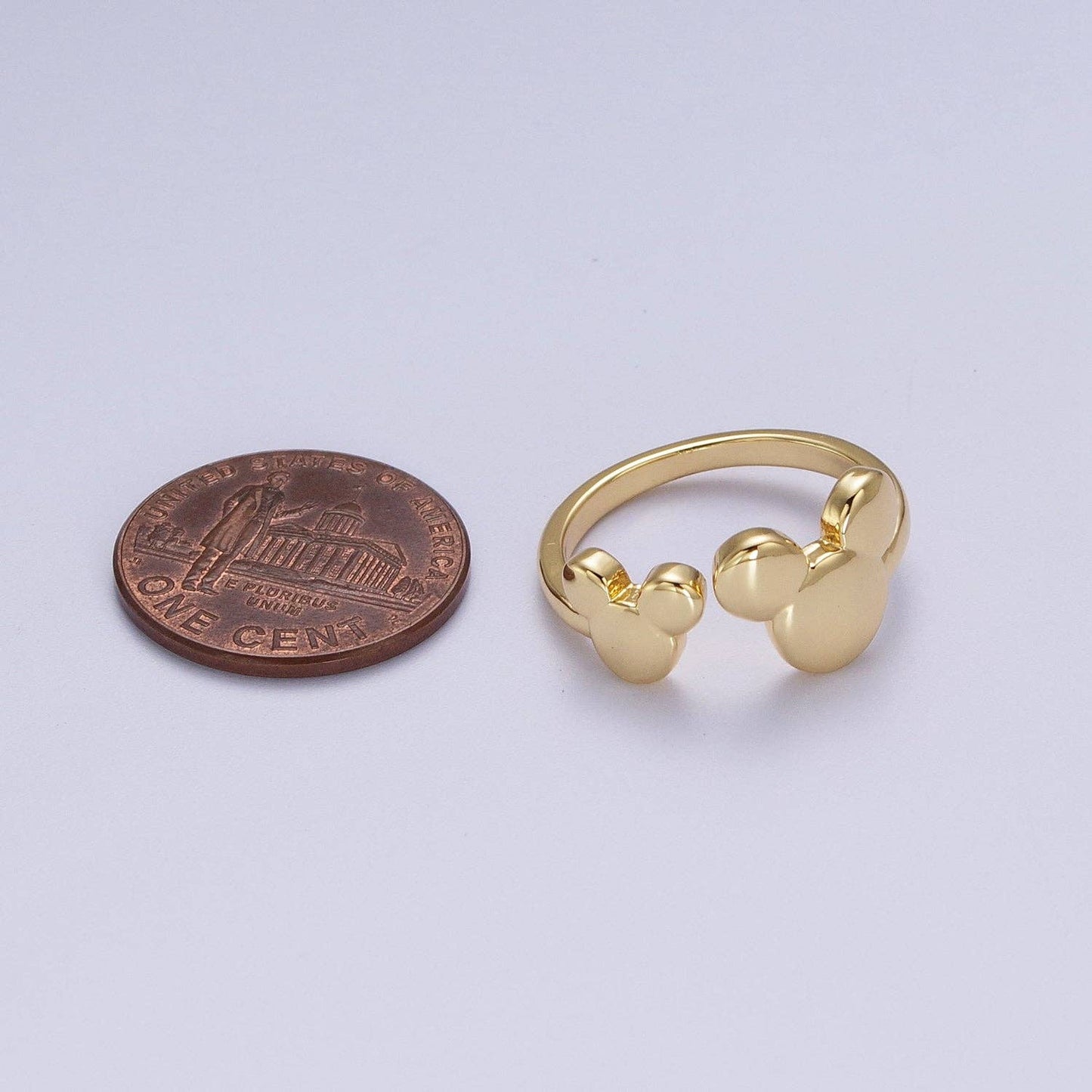 Double Cute Mouse Open Adjustable Gold Minimalist Ring