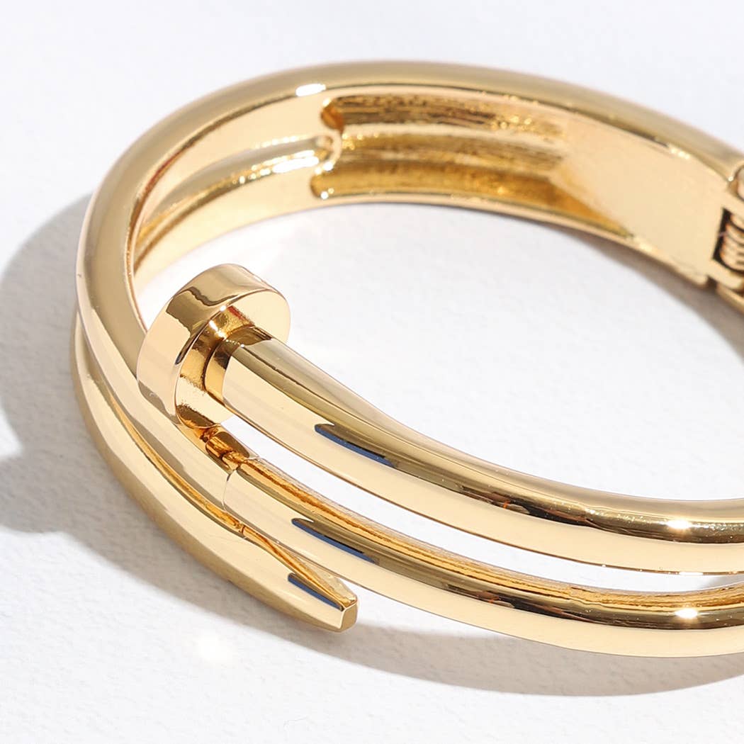Triple Line Gold&Rhodium Plated Bangle Bracelet