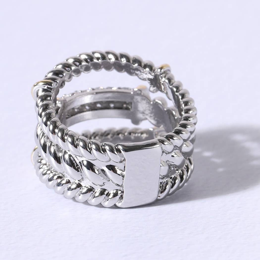 Two-Tone Cable Band Statement Ring