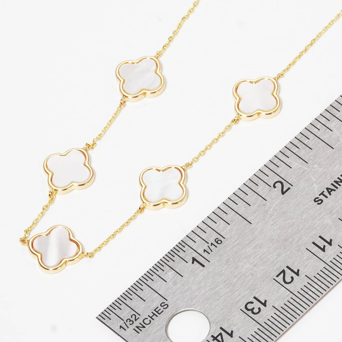 Gold-Dipped Linked Colored Clover Necklace