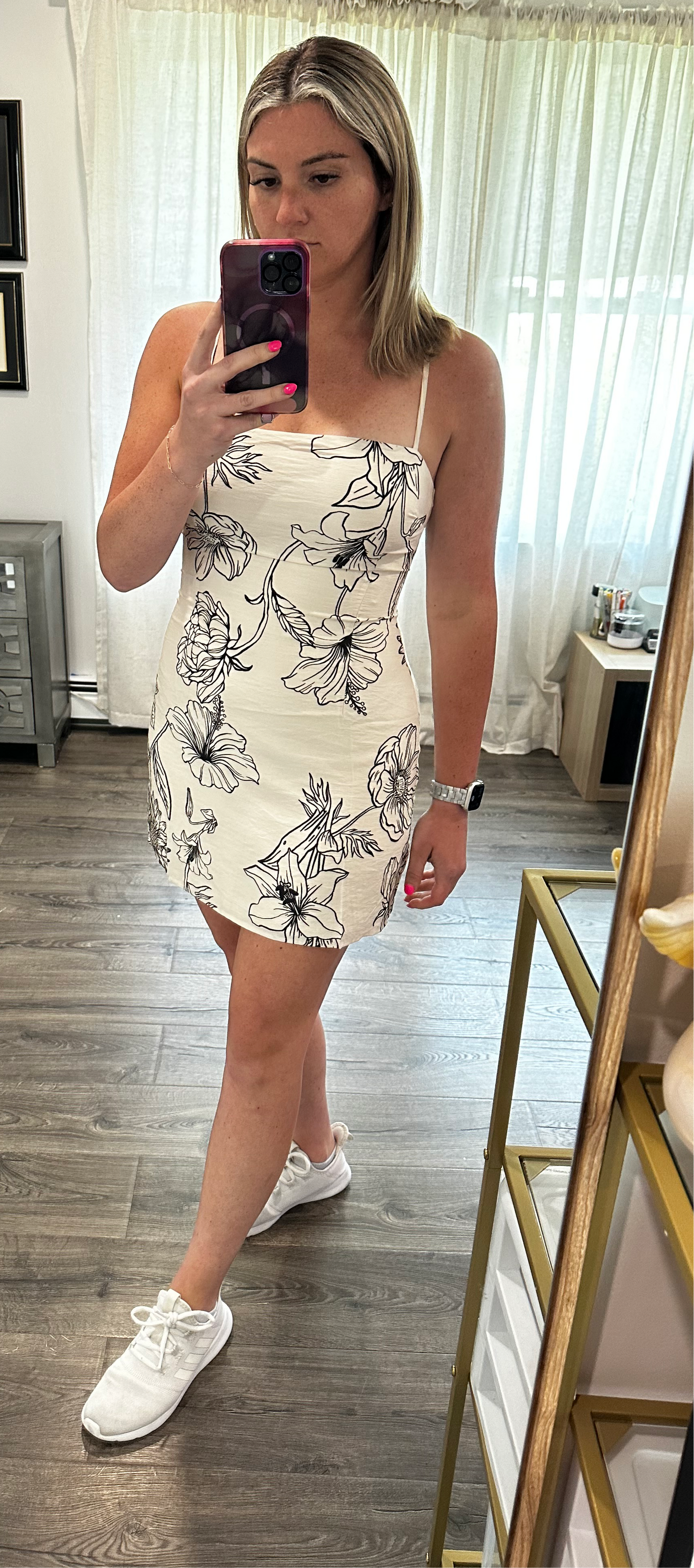 Cream floral button down & dress