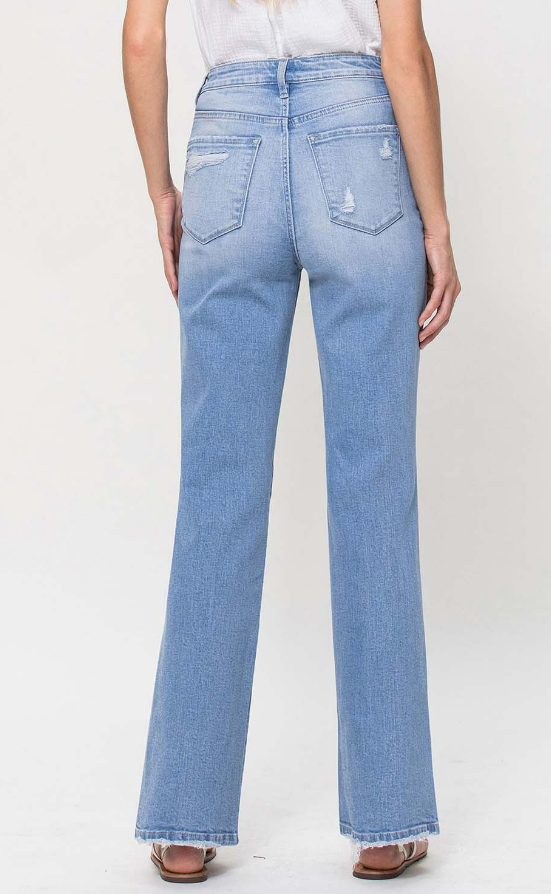 90's Vintage Super High Rise Destroyed Flare Jeans