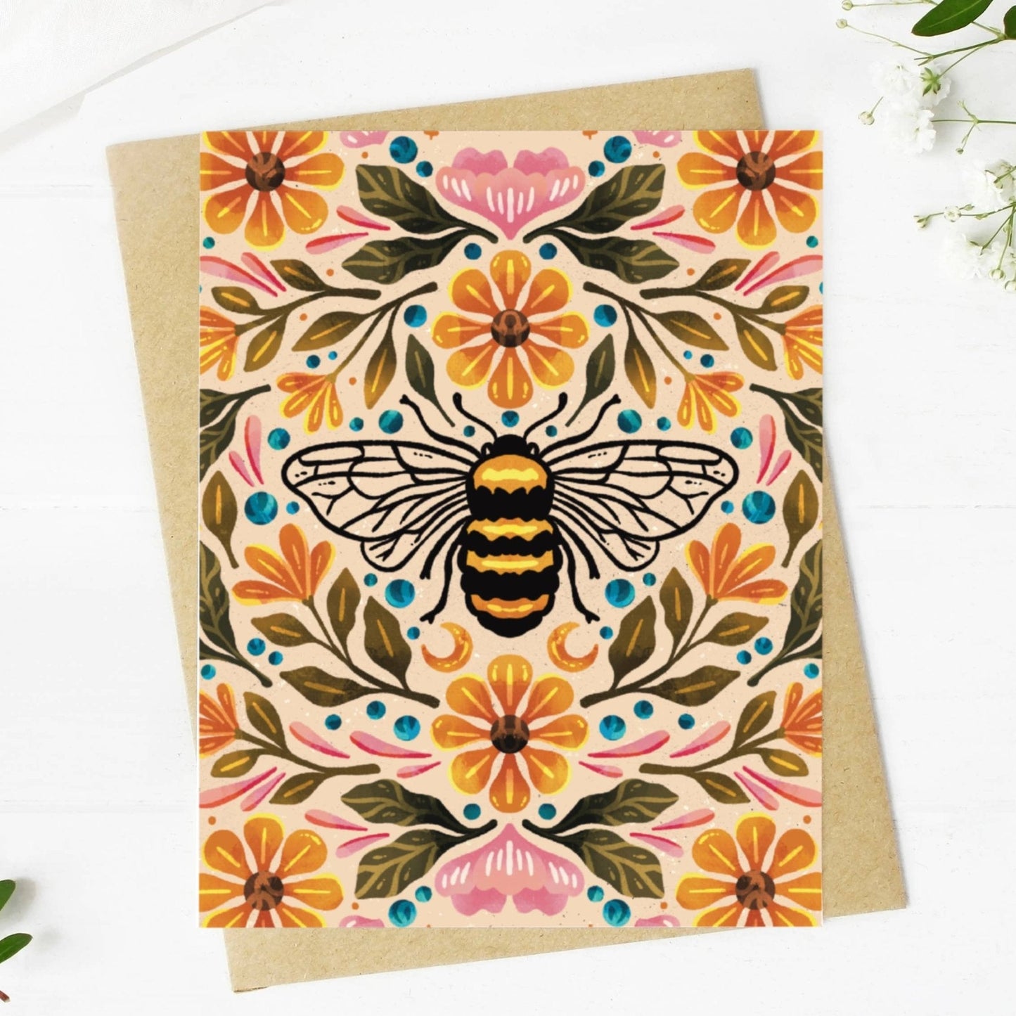 Bee & Floral Greeting Card - Kate's Collective
