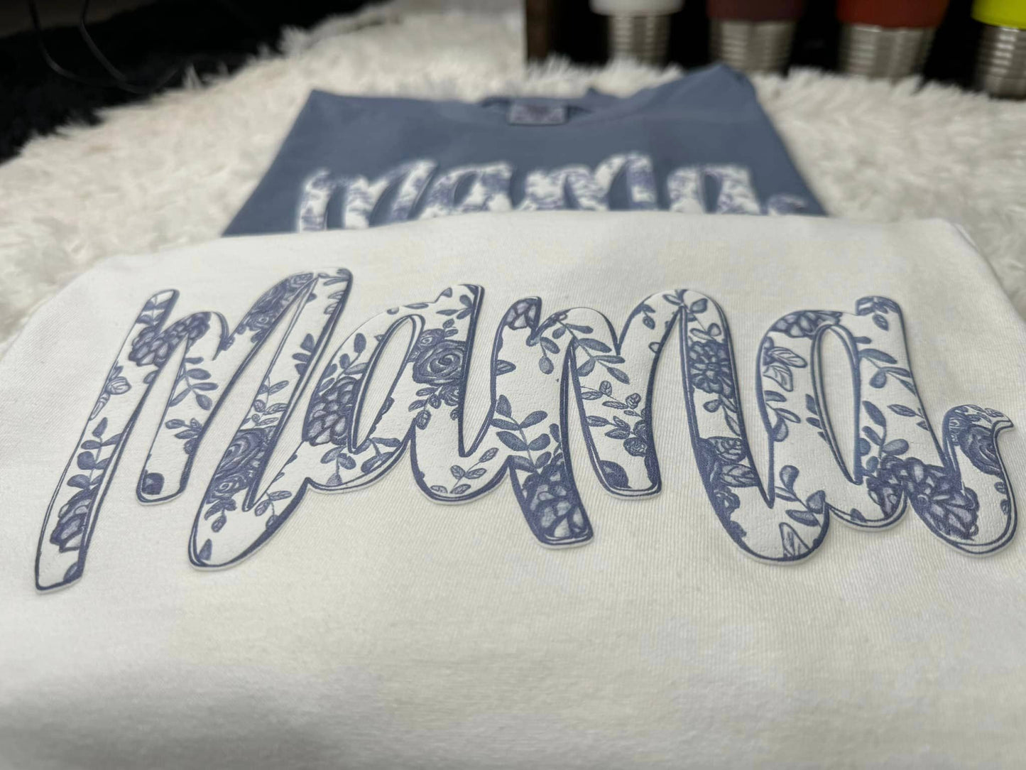 Mama Blue Floral Puff