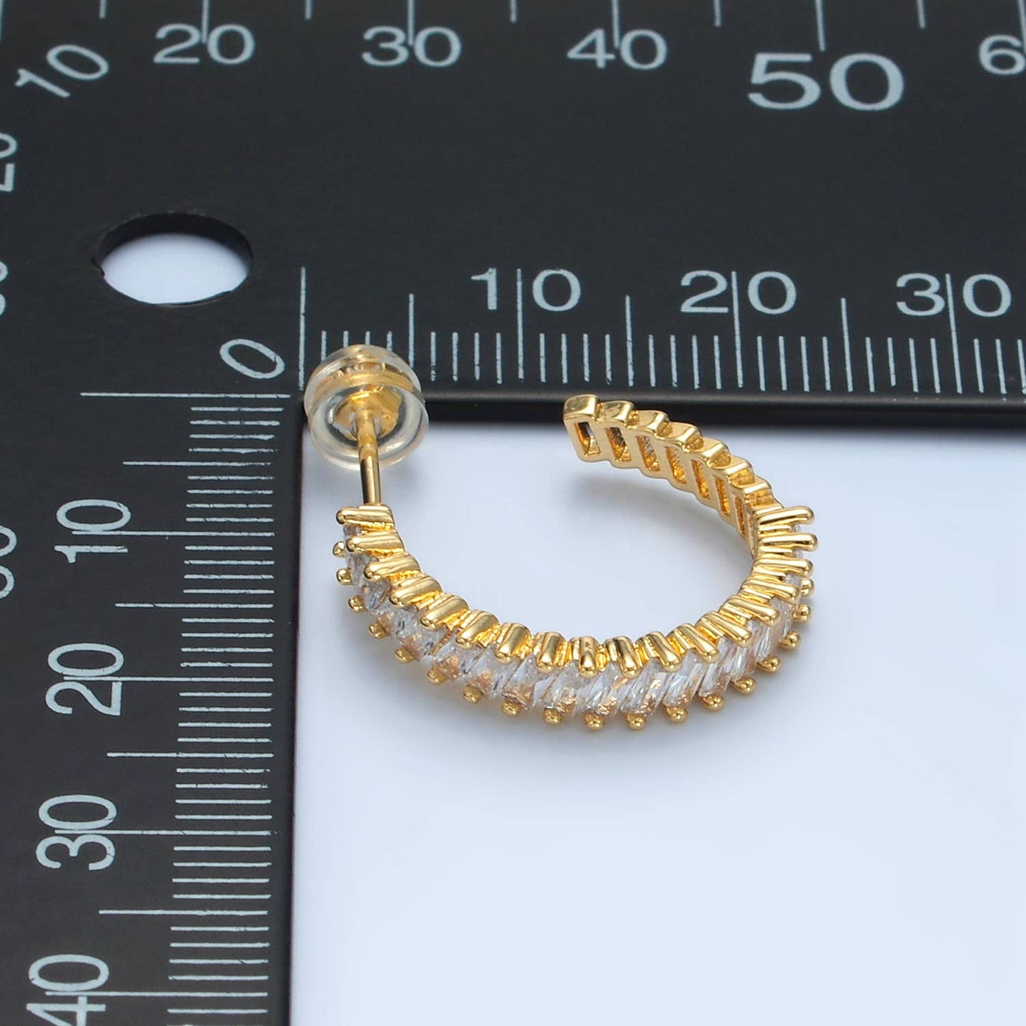 24K Gold Filled Baguette Lined Hoops