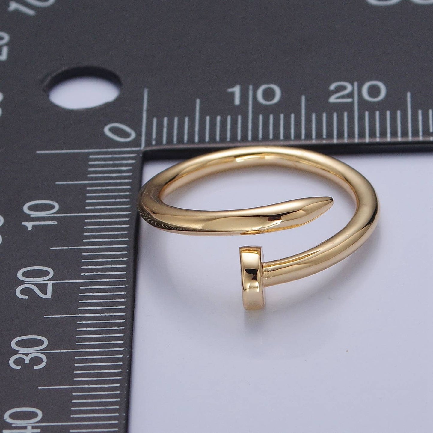 24k Gold Plated Minimal Nail Bent Ring