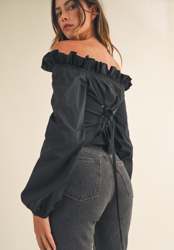 Becca lace up ruffle top