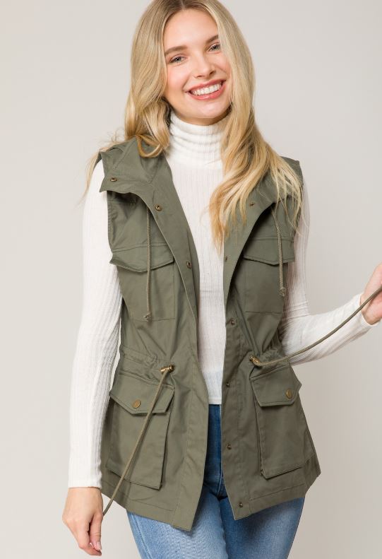 Utility Vest with Adjustable Drawstrings