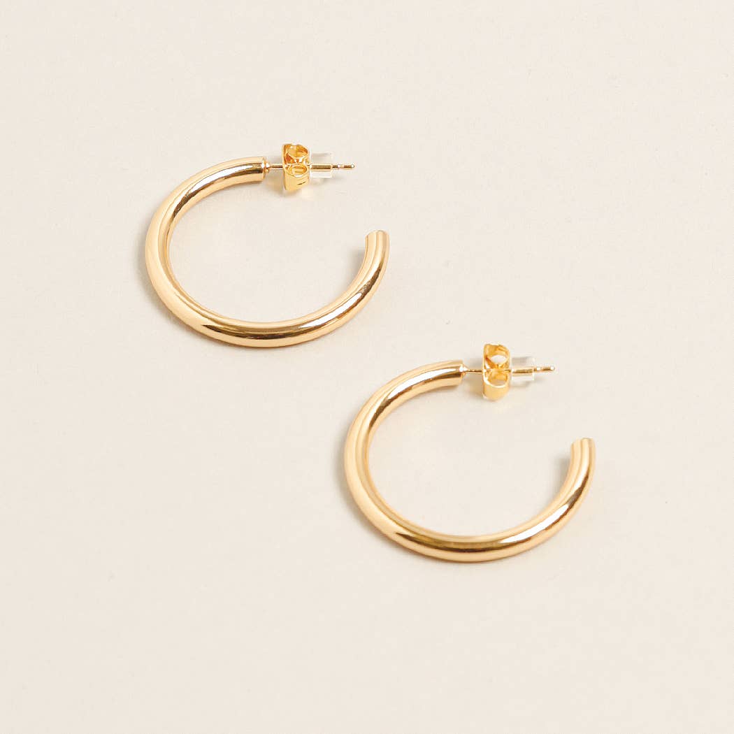 14K Gold Dipped Post Hoop Earrings - Kate's Collective