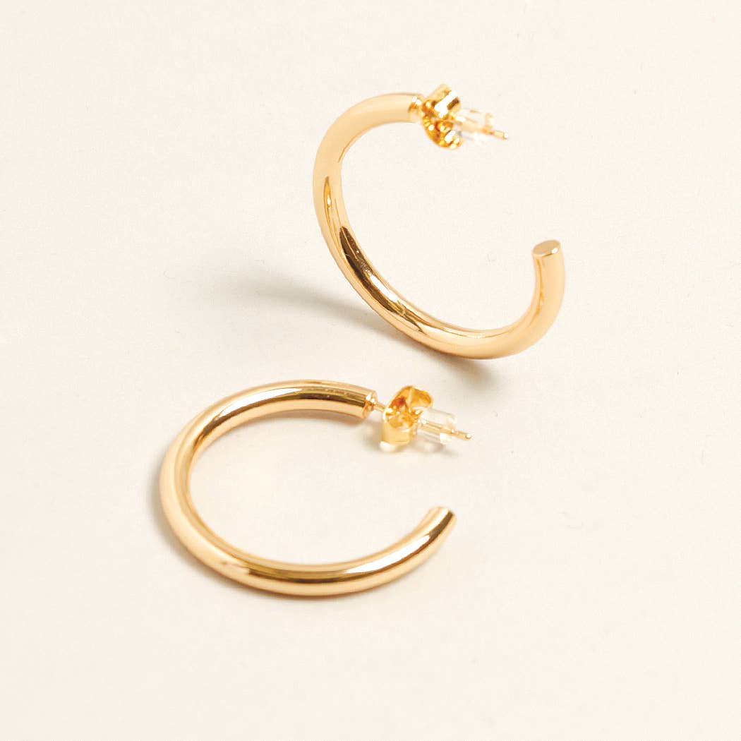 14K Gold Dipped Post Hoop Earrings - Kate's Collective