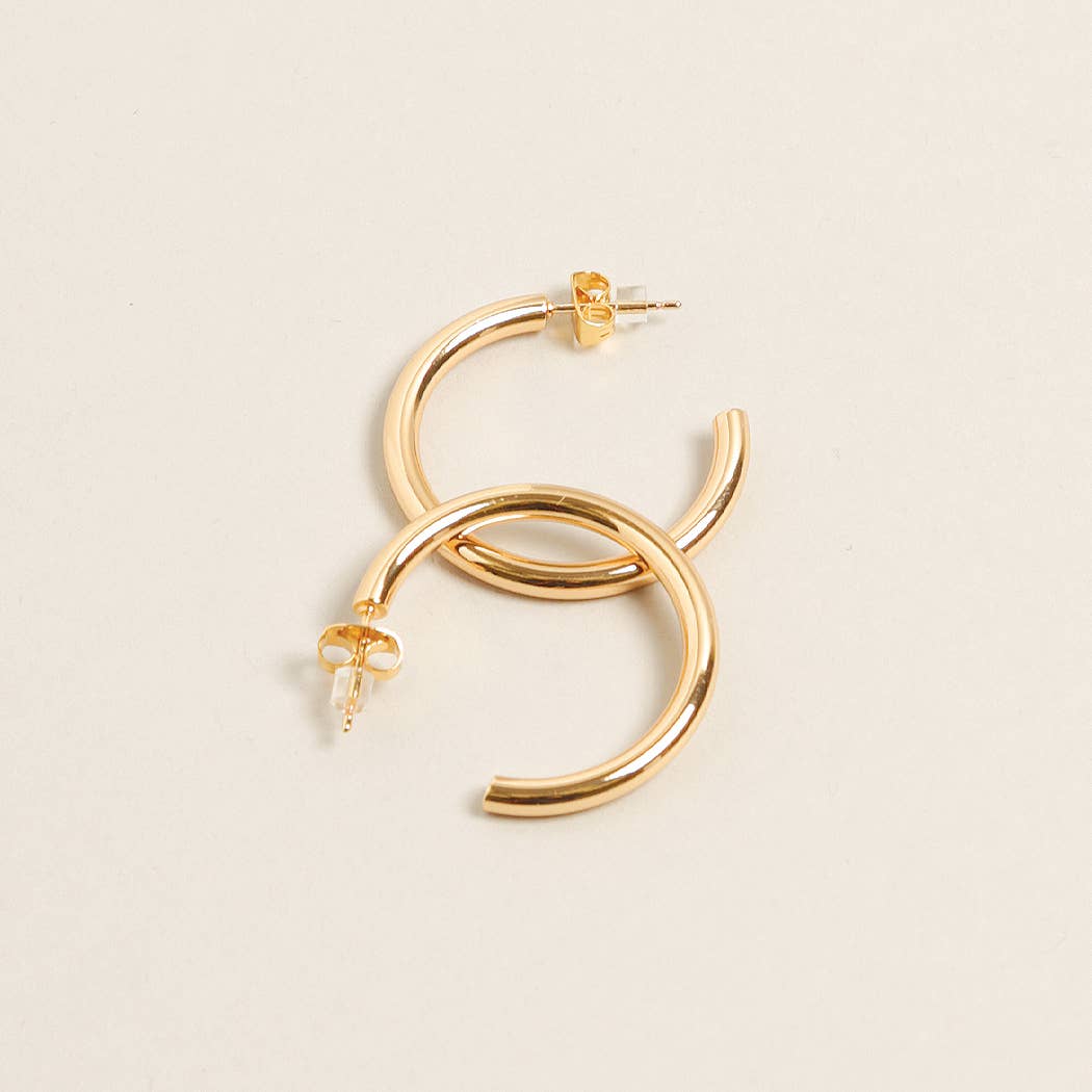 14K Gold Dipped Post Hoop Earrings - Kate's Collective