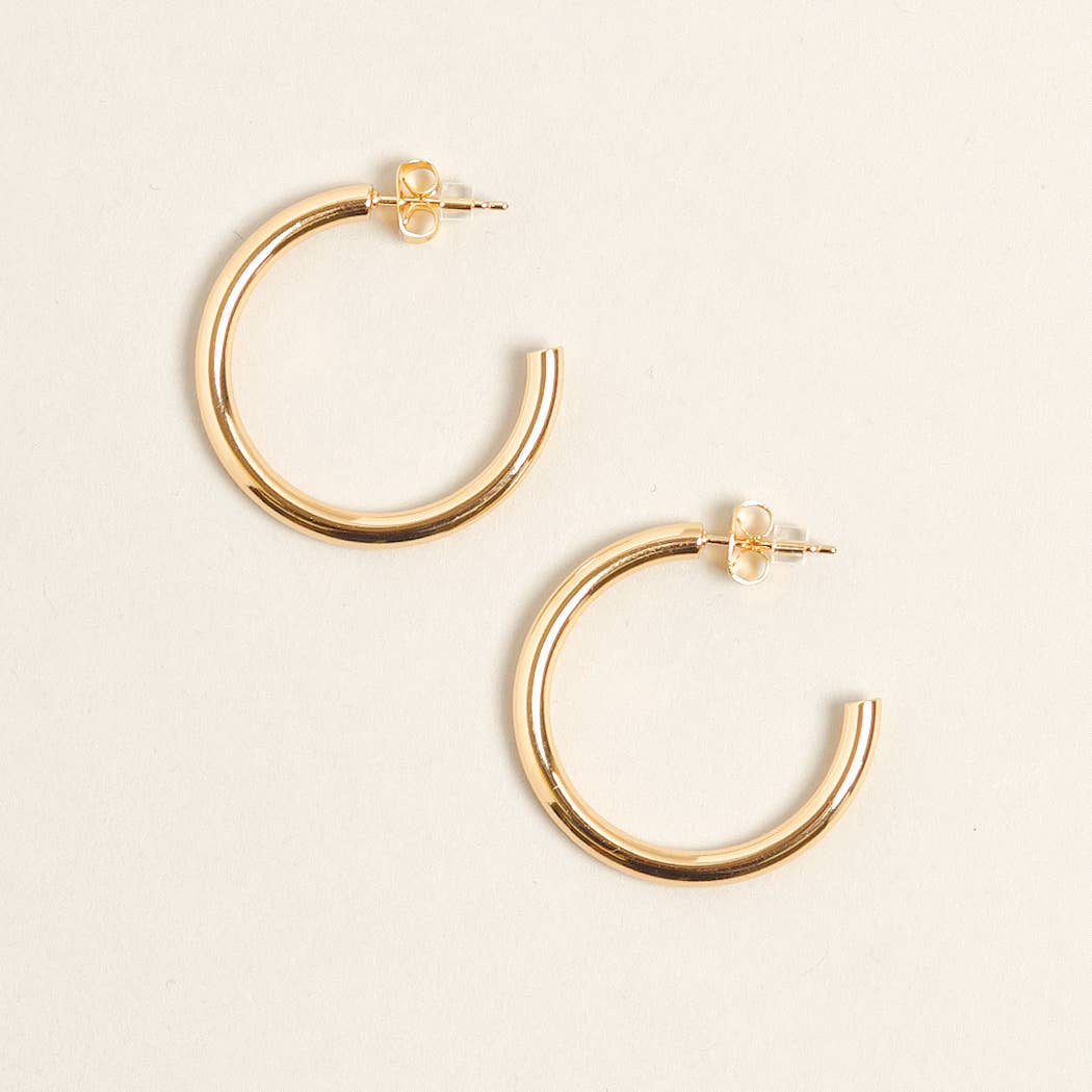 14K Gold Dipped Post Hoop Earrings - Kate's Collective