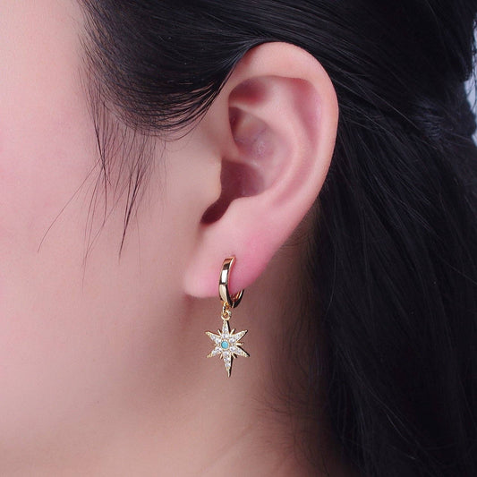Gold Filled Turquoise Celestial Star Dangle Earring