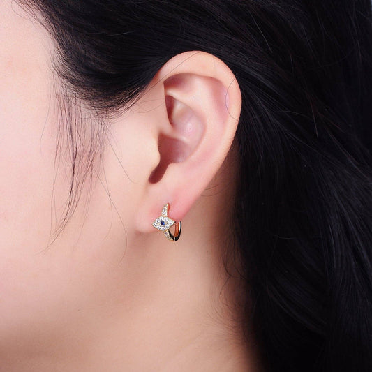 Evil Eye Gold Huggie Earrings