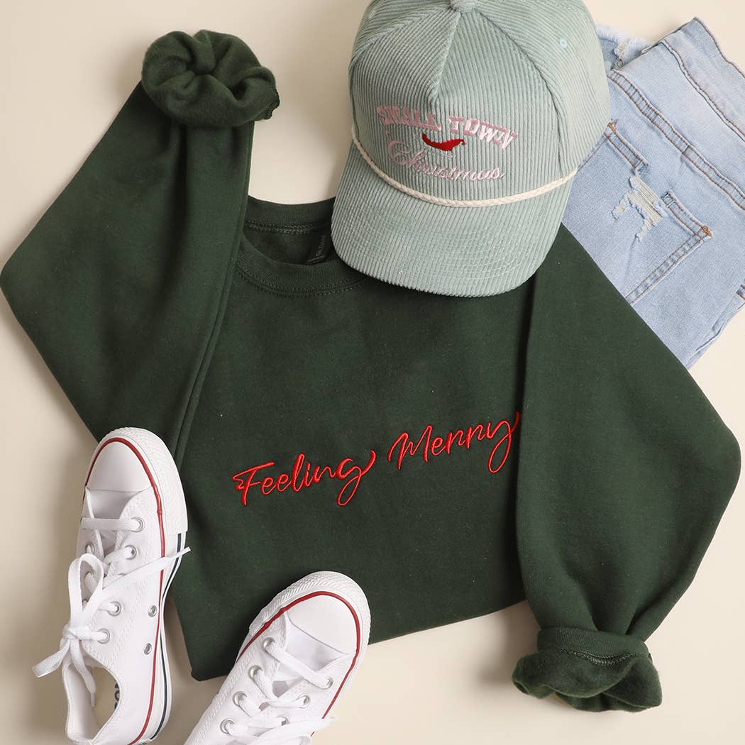 Feeling Merry Embroidered Fleece Sweatshirt
