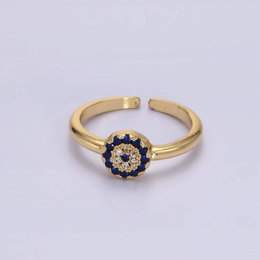 Blue Micro Paved Evil Eye Ring