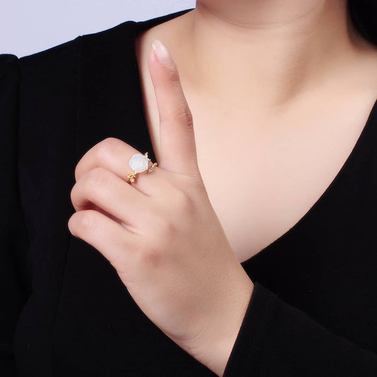 Pearl Rose Marquise Ring