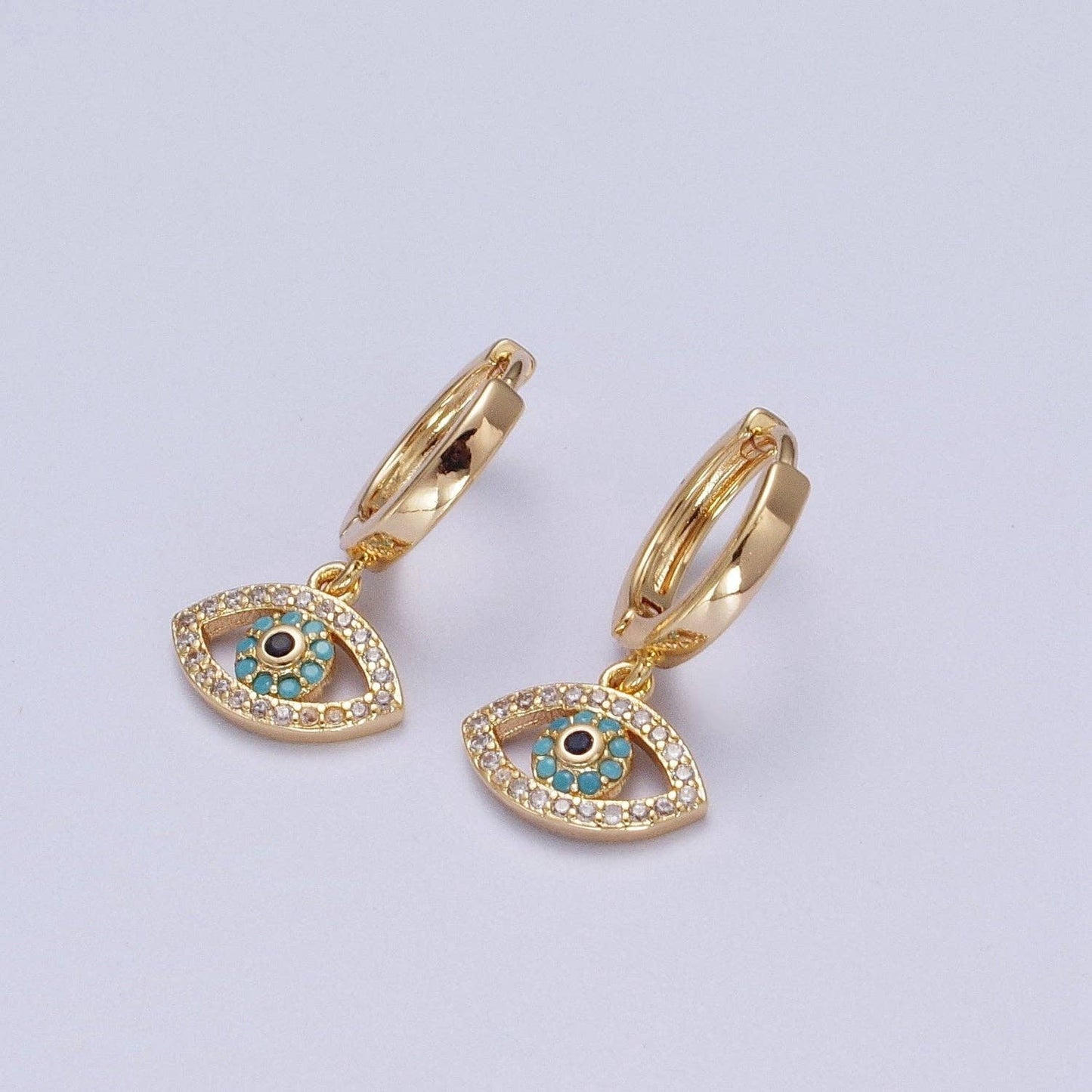 Evil Eye Charm Hoop Earrings