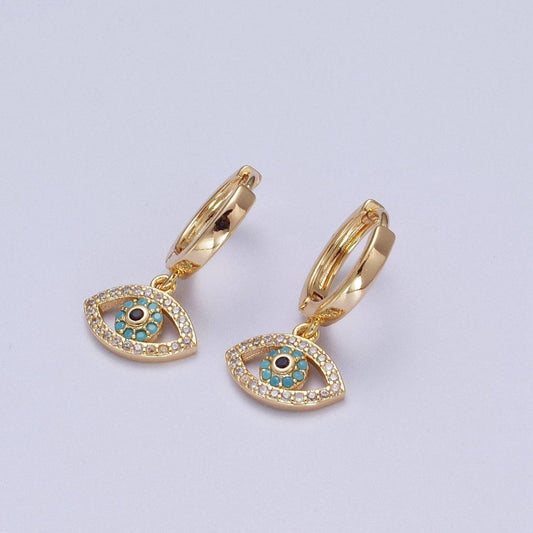 Evil Eye Charm Hoop Earrings