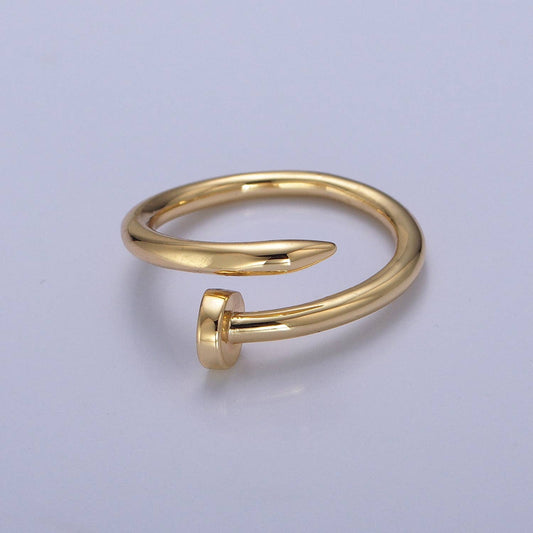 24k Gold Plated Minimal Nail Bent Ring
