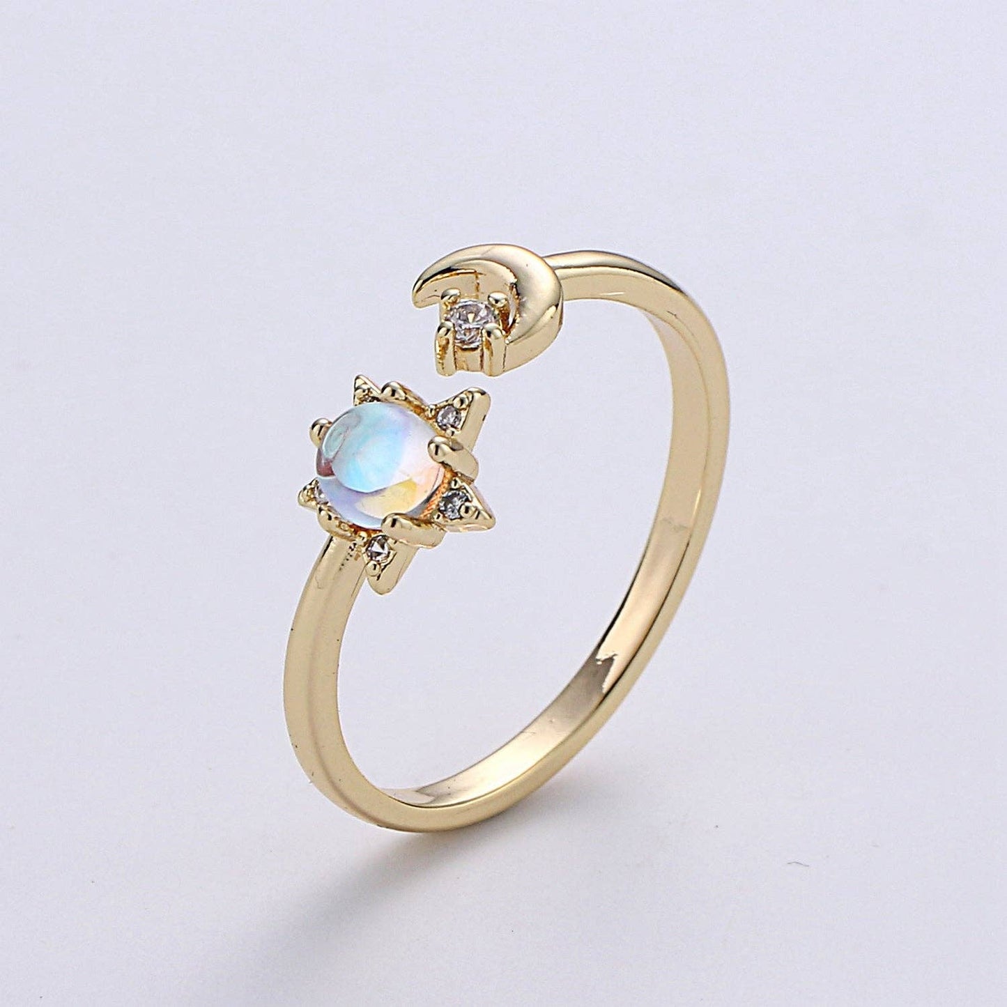 Gold Plated Crescent Moon Adjustable Ring