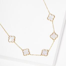 Gold-Dipped Linked Colored Clover Necklace