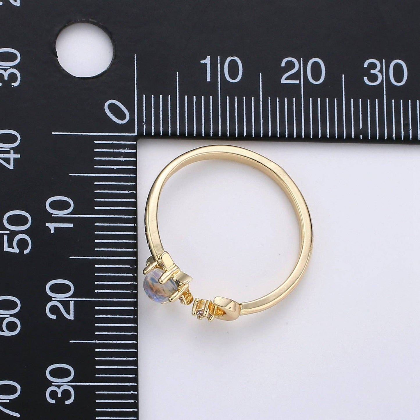 Gold Plated Crescent Moon Adjustable Ring