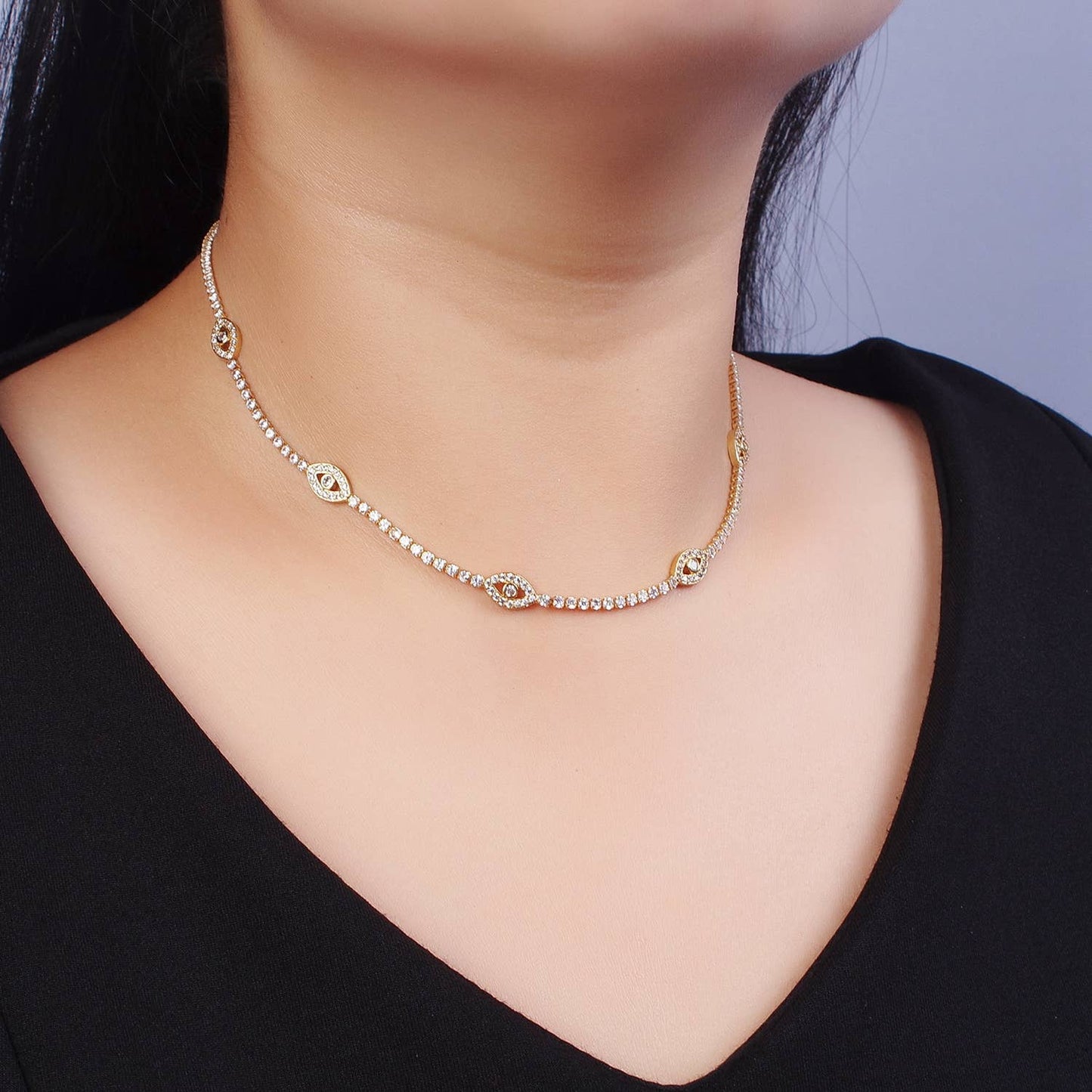 Gold Fill Evil Eye Choker Necklace