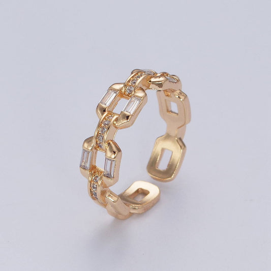 Gold Cable Chain Adjustable Ring