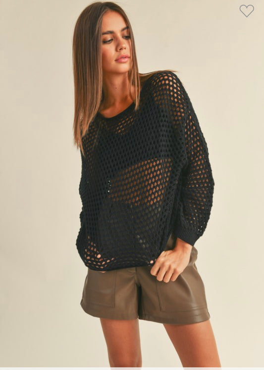 Crochet Knitted Long Sleeve Top