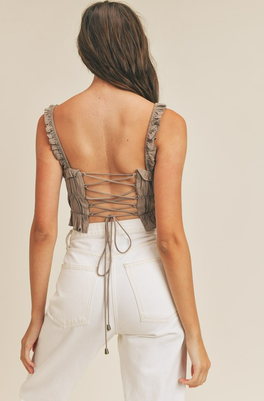 Rae Ruffle Open Back Crop Top