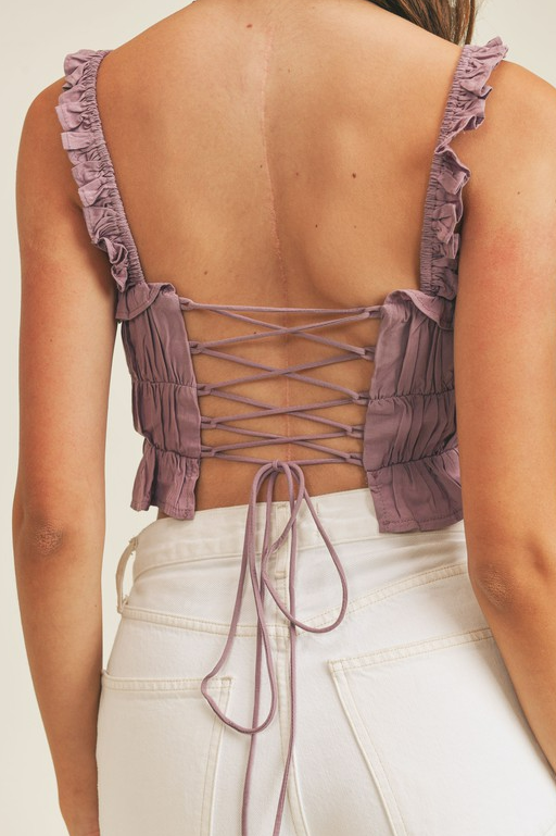 Rae Ruffle Open Back Crop Top