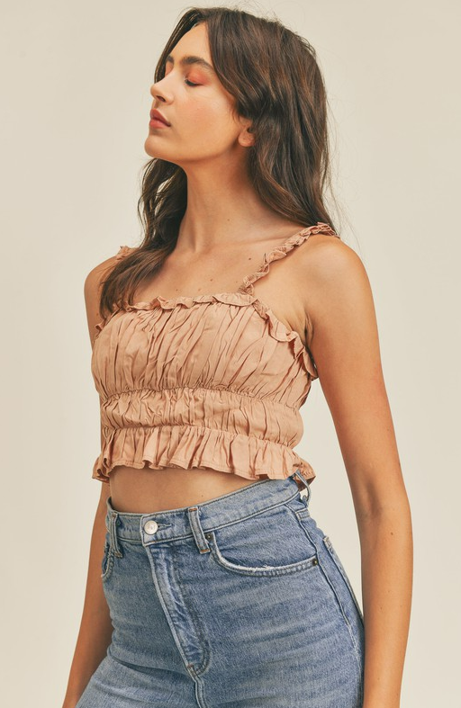 Rae Ruffle Open Back Crop Top