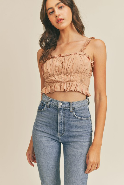 Rae Ruffle Open Back Crop Top