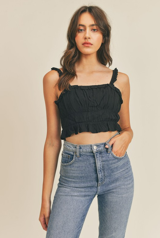 Rae Ruffle Open Back Crop Top