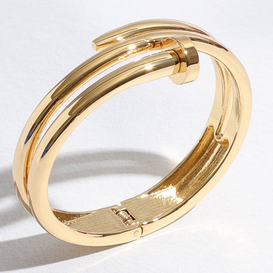 Triple Line Gold&Rhodium Plated Bangle Bracelet