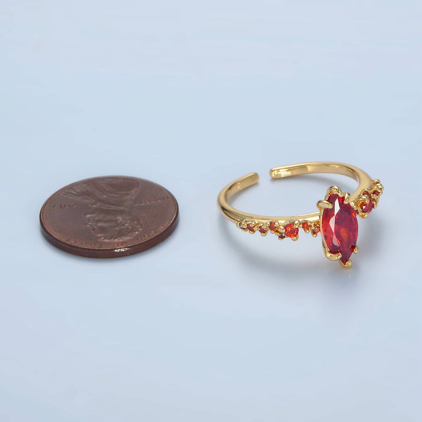 24K Gold Filled Orange Marquise CZ Solitaire Ring | O1408