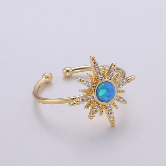 Dainty Blue Opal Sun Ring