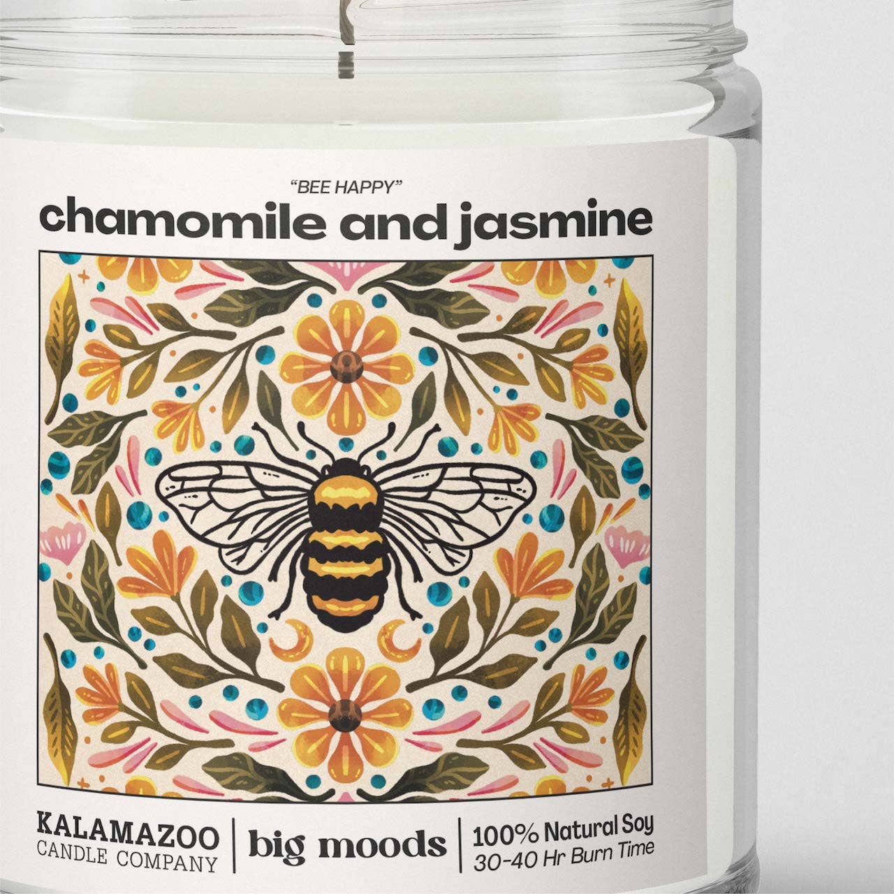 "Bee Happy" Chamomile and Jasmine - Luxury Soy Candle - Kate's Collective