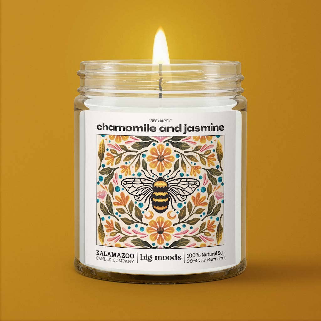 "Bee Happy" Chamomile and Jasmine - Luxury Soy Candle - Kate's Collective