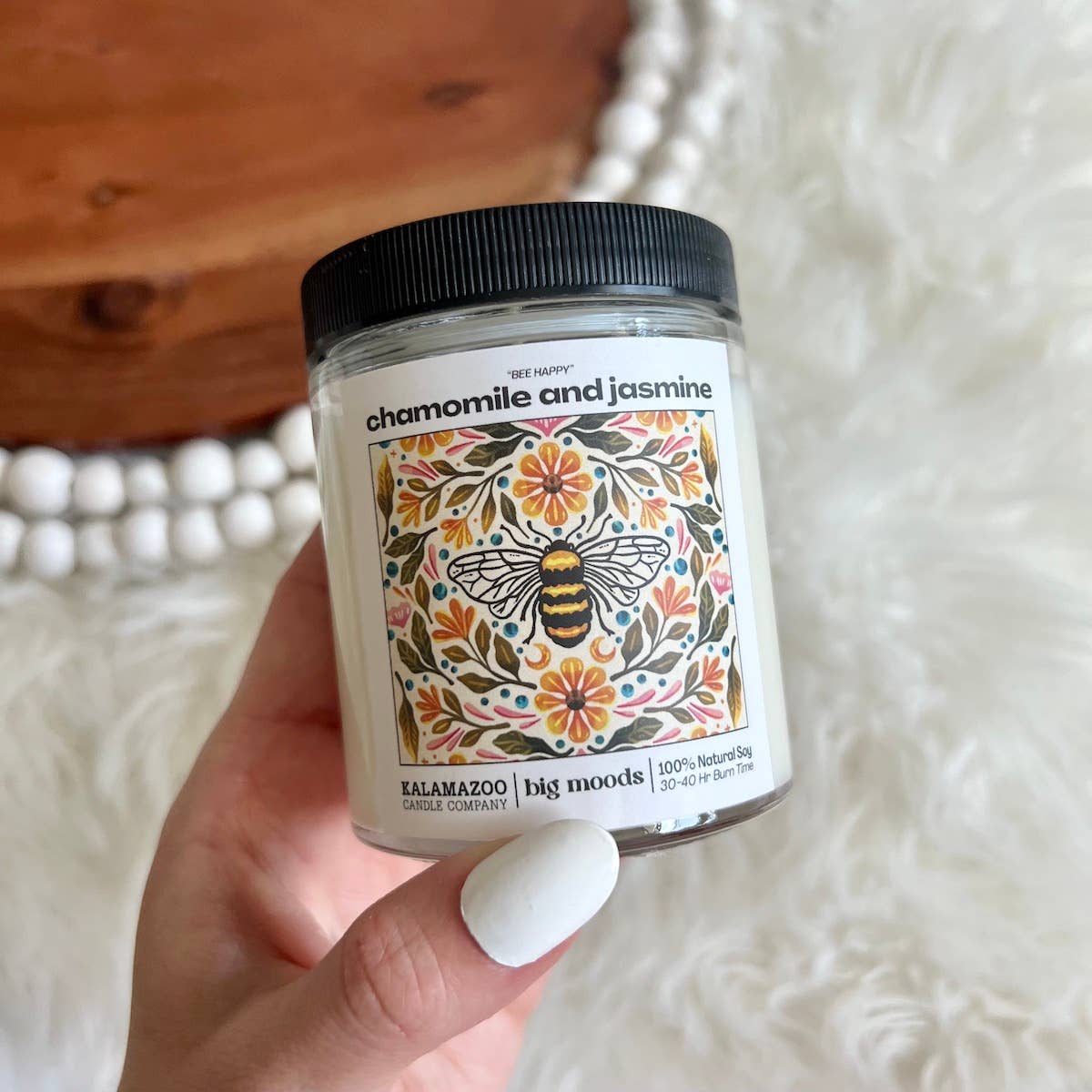 "Bee Happy" Chamomile and Jasmine - Luxury Soy Candle - Kate's Collective