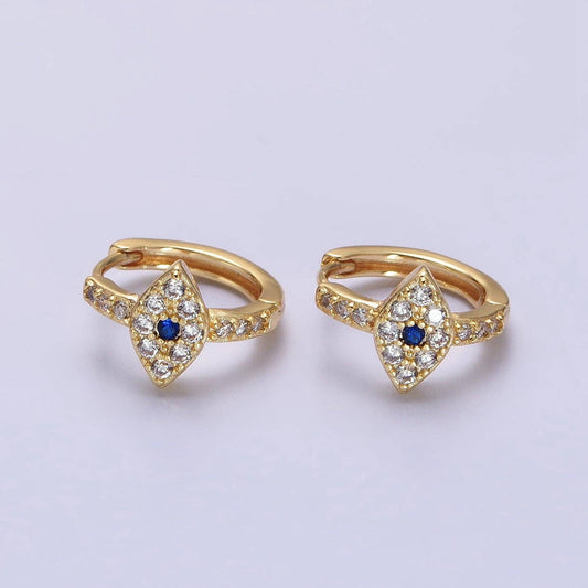Evil Eye Gold Huggie Earrings