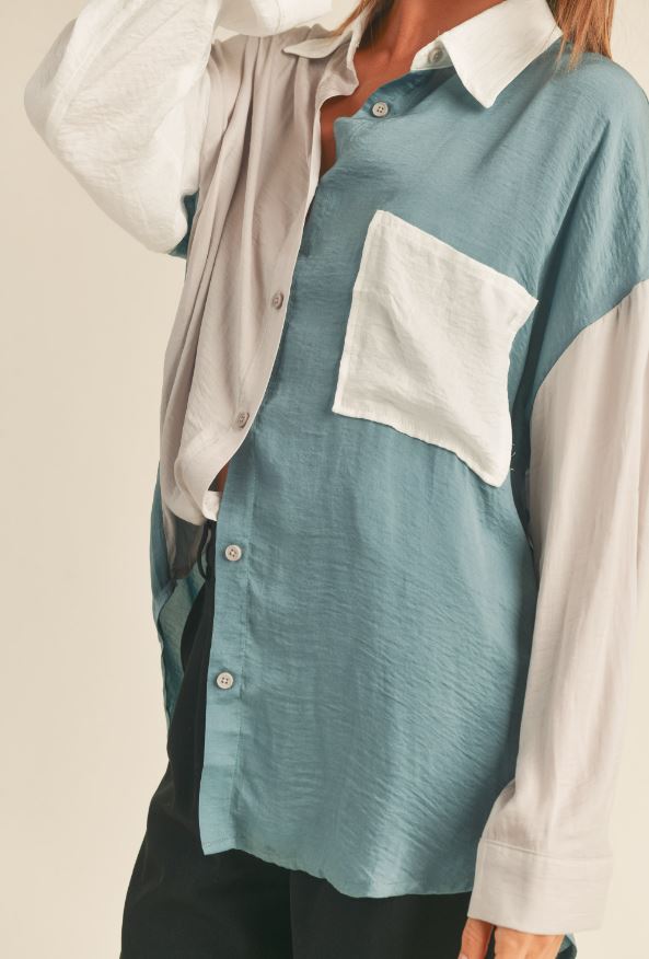 Calli Color block button - down - Kate's Collective