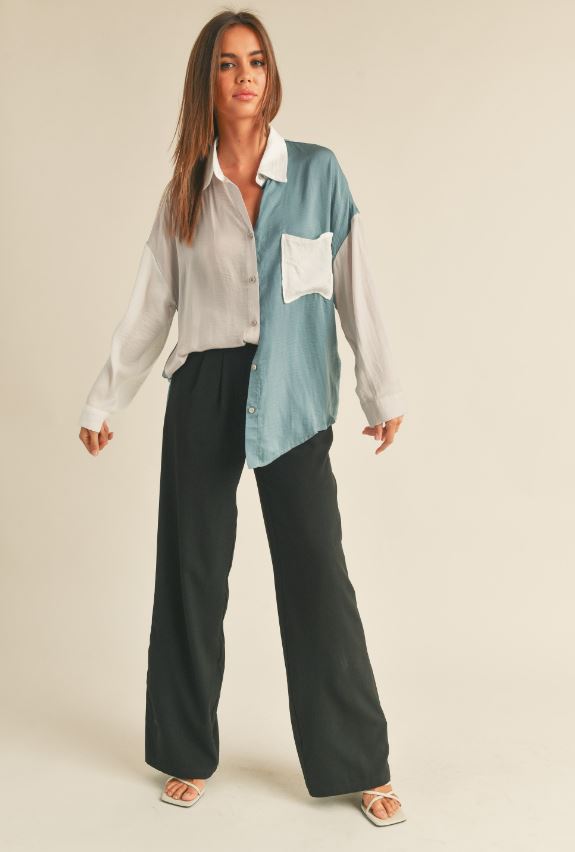 Calli Color block button - down - Kate's Collective