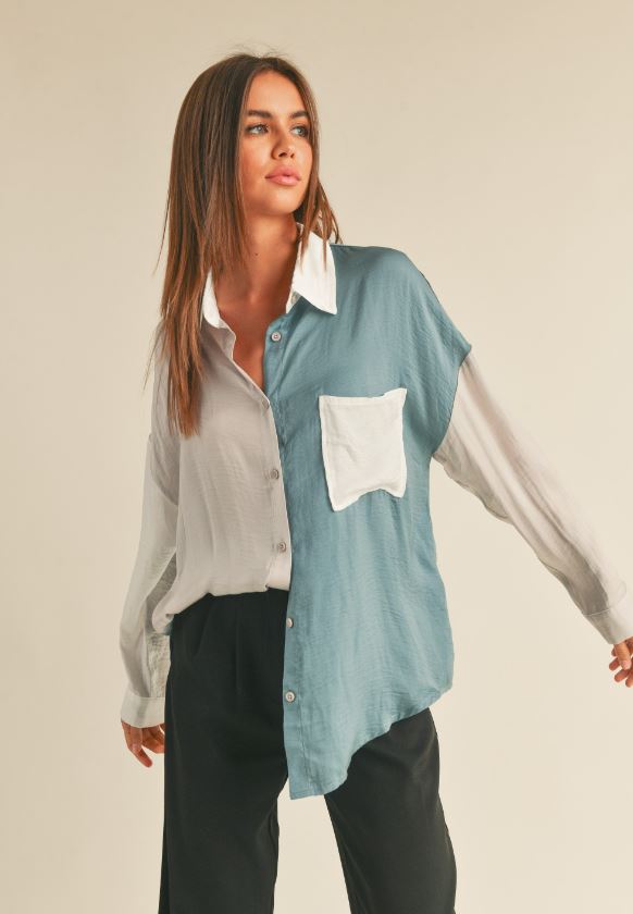 Calli Color block button - down - Kate's Collective