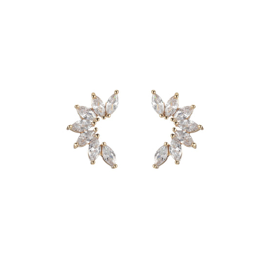 Dainty Marquise Stones Climber Stud Earrings